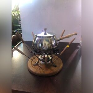Vintage Stainless Fondue Pot.